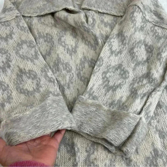 Free People Like A Diamond Size S Knit Sweater Coat Pockets Gray - Picture 7 of 12